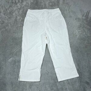 Belle By Kim Gravel White Capri Pants Size 8P Cotton Blend Stretch a0216